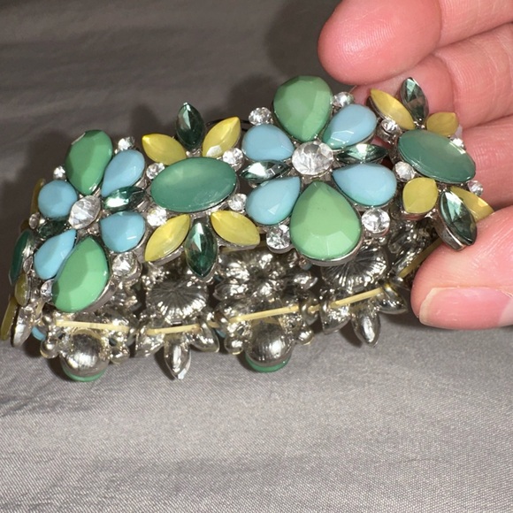 Floral enamel Bracelet rhinestones spring colors - Picture 4 of 5